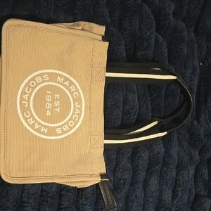 Marc Jacobs Beige Canvas Tote with Black Straps
